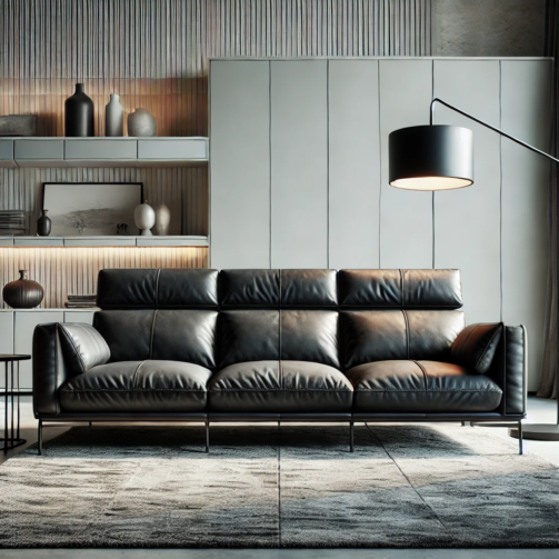 Black Onyx Leather Sofa
