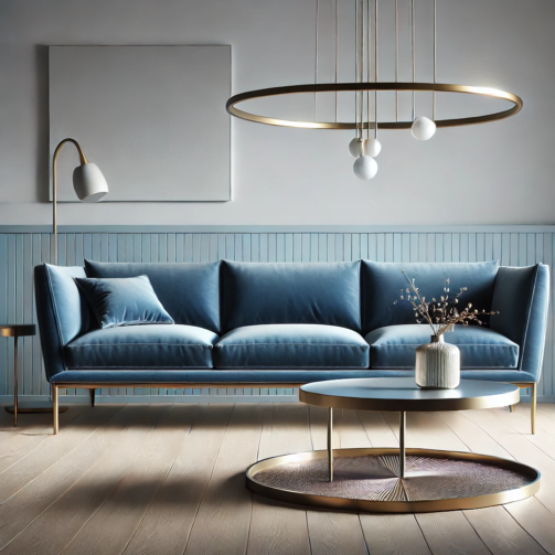 Blue Velvet Sofa