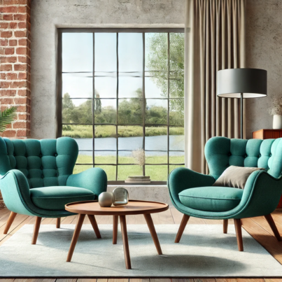 Mid-Century Teal Serenity Coffee Set