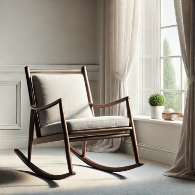 Minimalist Gray Upholstered Rocking Chair
