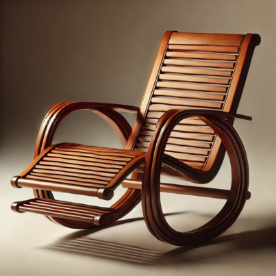 Reclining Wooden Slatted Rocking Chair