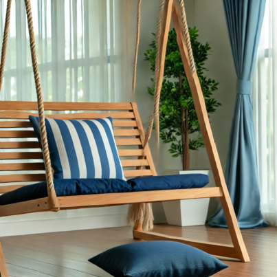 Beige Rattan Hanging Egg Chair