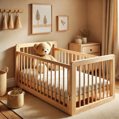 Eco-Friendly Wooden Baby Crib with Minimalist Design