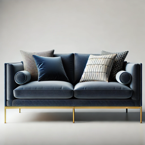 Luxury Velvet Sofa with Golden Accents