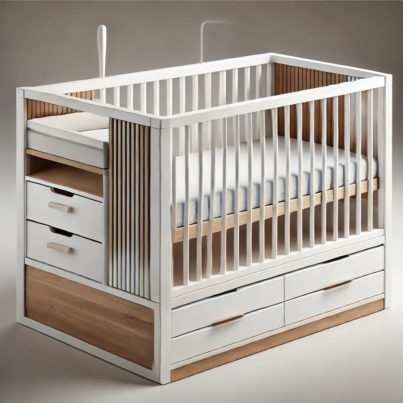 Multifunctional Baby Bed with Storage Drawers and Modern Design