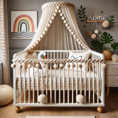 Elegant Baby Bed with Swan Theme and Canopy Design