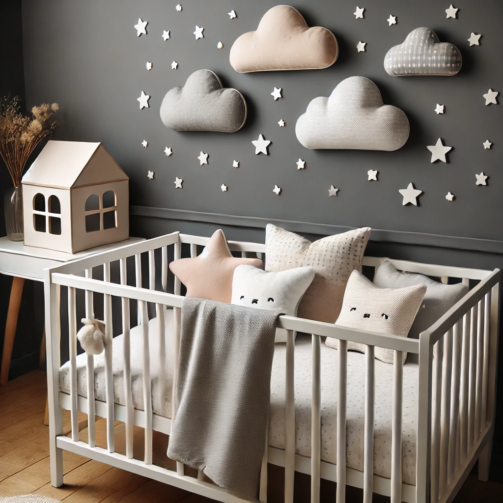 Dreamy Cloud-Themed Baby Bed with Starry Decor