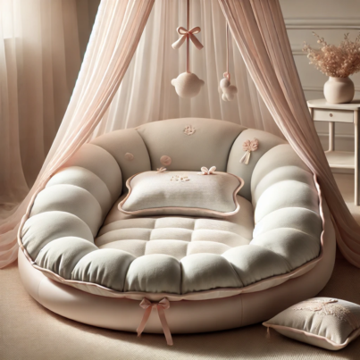 Luxurious Baby Lounger Bed with Canopy and Plush Design