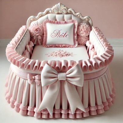 Elegant Princess-Themed Baby Bassinet with Luxurious Pink Ruffles